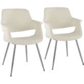 Vintage Flair Dining Accent Chair in Chrome & Cream Fabric (Set of 2)